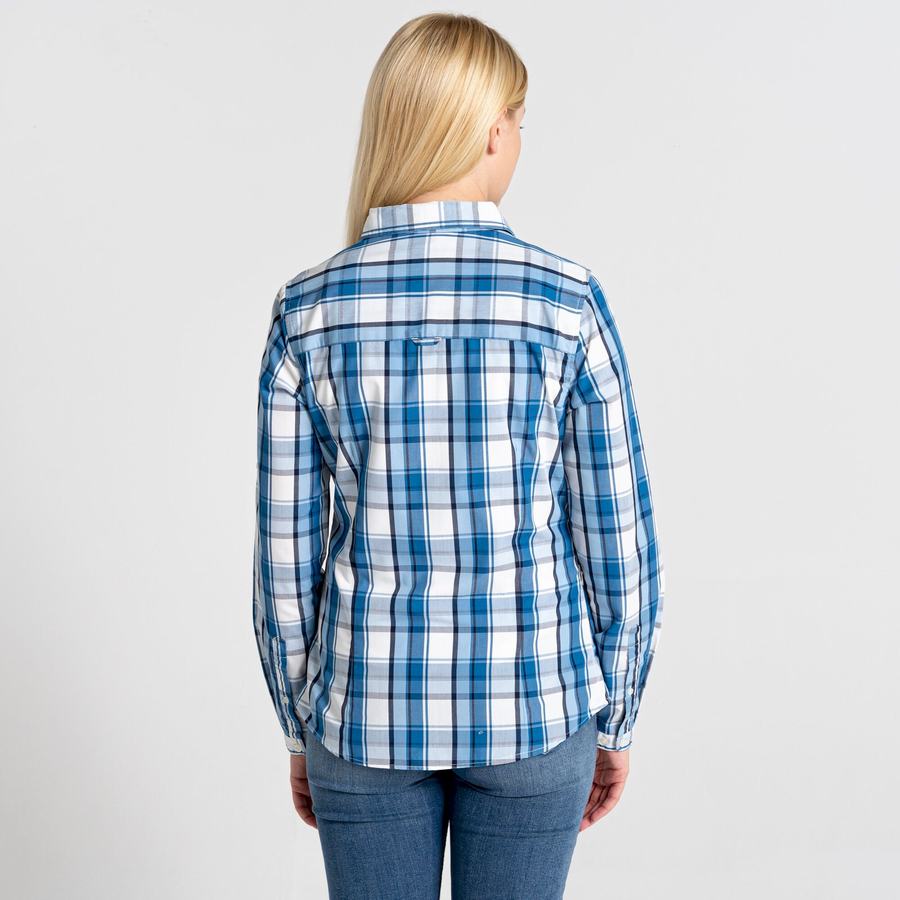 Blue Craghoppers Kiwi II Long Sleeved Women's Shirts | TVN5388UP