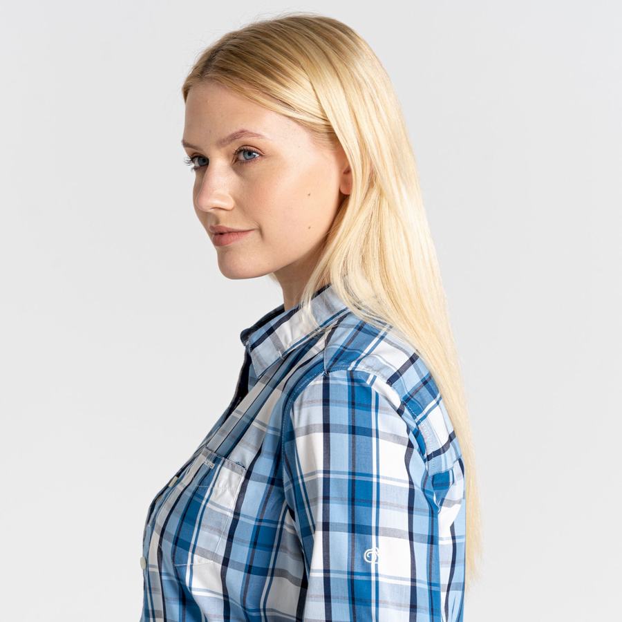 Blue Craghoppers Kiwi II Long Sleeved Women's Shirts | TVN5388UP