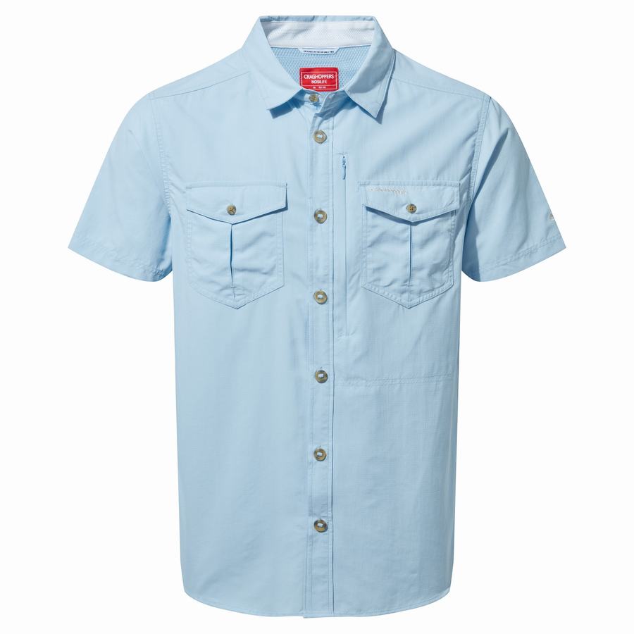 Blue Craghoppers NosiLife Adventure II Short Sleeved Men\'s Shirts | LJI7066EB