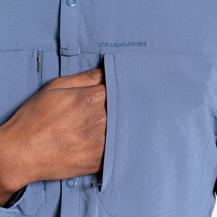 Blue Craghoppers NosiLife Pro IV Long Sleeved Men's Shirts | EST735PC