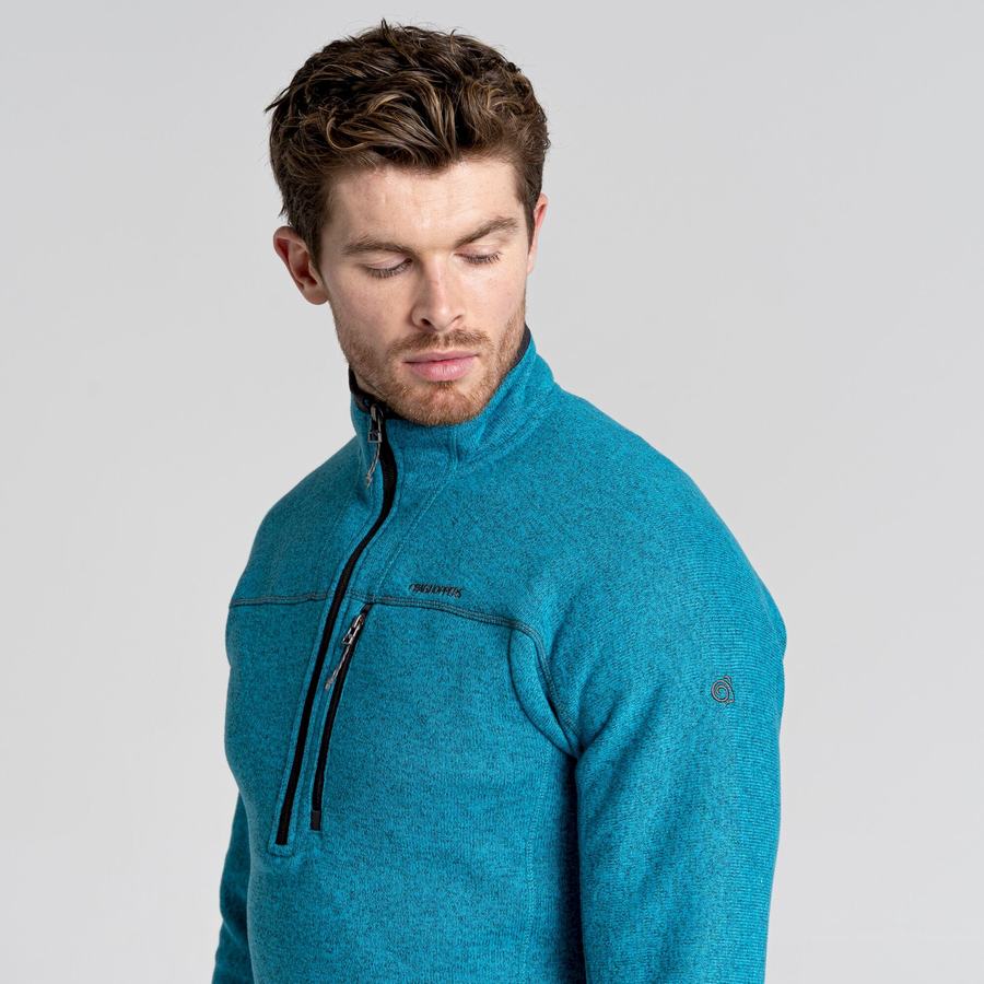 Blue Craghoppers Torney Half Zip Men's Sweaters | CVZ8490QW