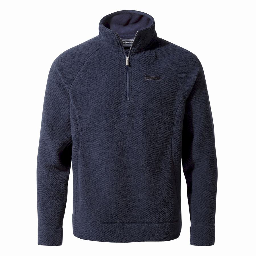 Blue Navy Craghoppers Cason Half-Zip Men's Sweaters | NAD3758ZL