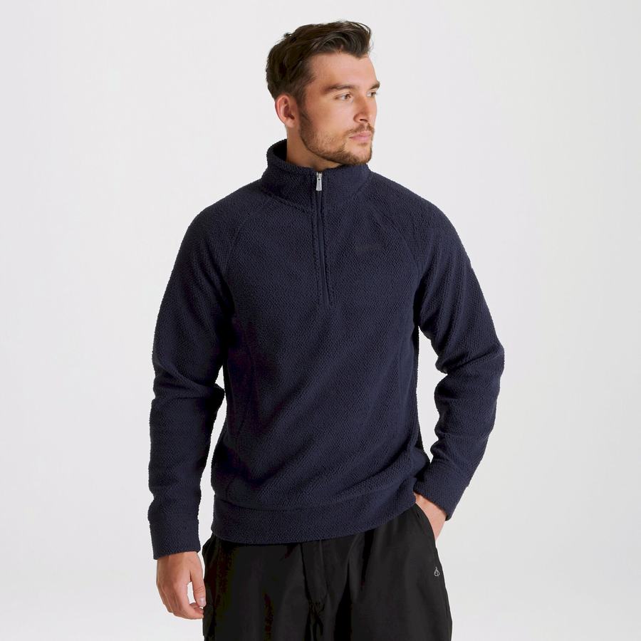 Blue Navy Craghoppers Cason Half-Zip Men's Sweaters | NAD3758ZL