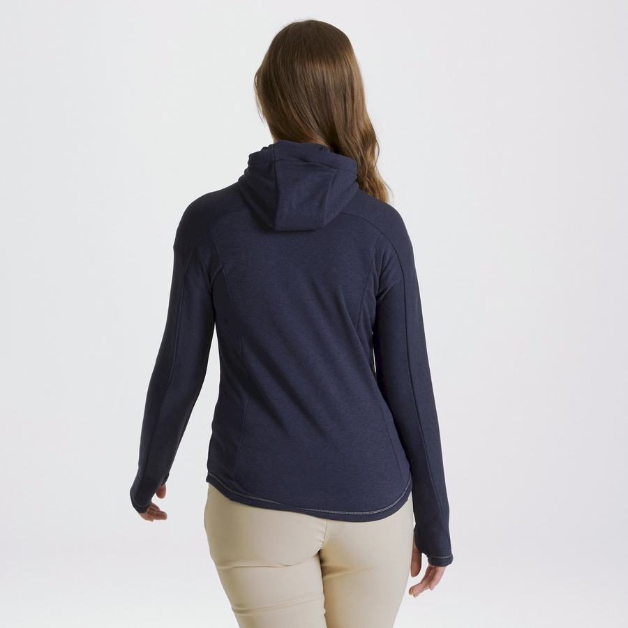 Blue Navy Craghoppers Dynamic Hooded Half Zip Women's T-Shirts | GMT1813EL