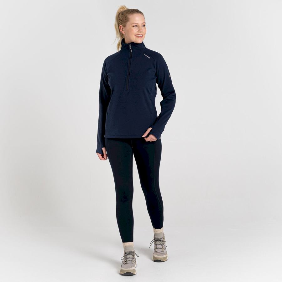 Blue Navy Craghoppers Dynamic Pro Half Zip Women's Sweaters | YBE4779FL