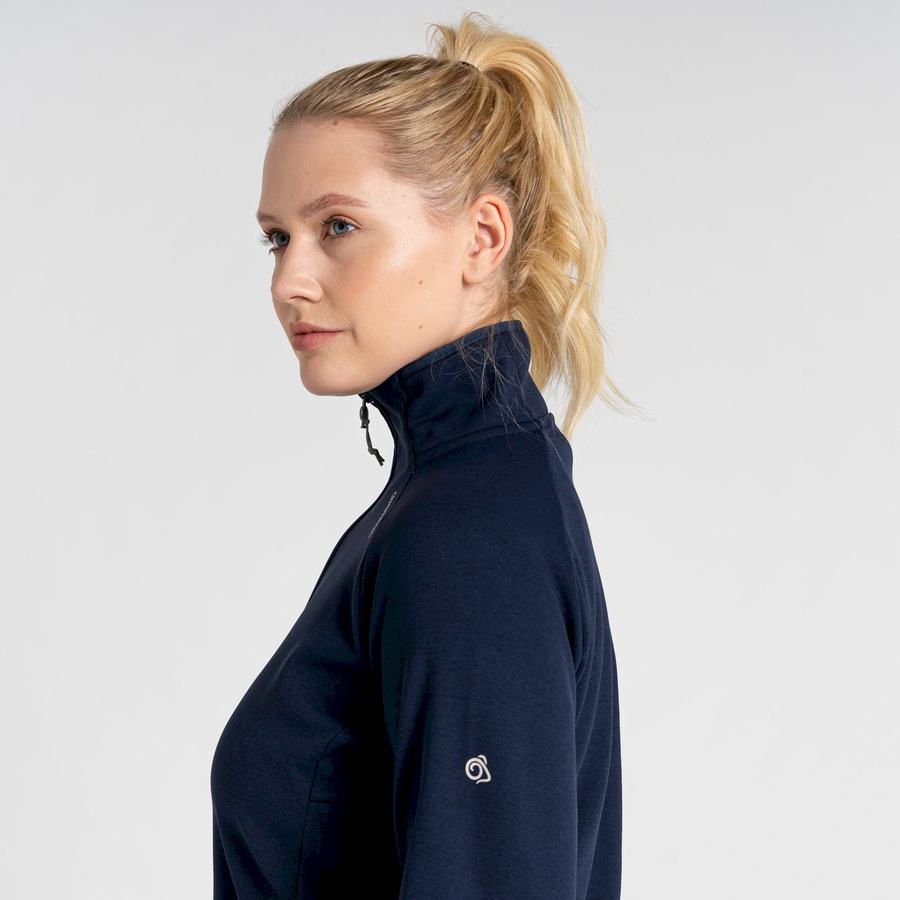 Blue Navy Craghoppers Dynamic Pro Half Zip Women's Sweaters | YBE4779FL