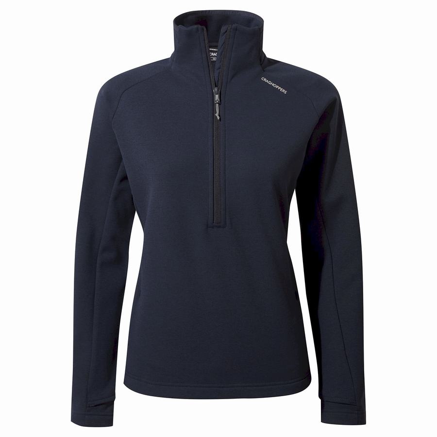 Blue Navy Craghoppers Dynamic Pro Half Zip Women's Sweaters | YBE4779FL