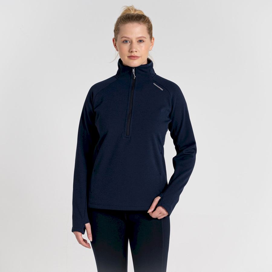 Blue Navy Craghoppers Dynamic Pro Half Zip Women's Sweaters | YBE4779FL