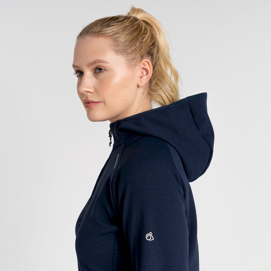 Blue Navy Craghoppers Dynamic Pro Hooded Women's Sweaters | QQA2155AM