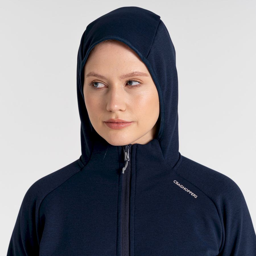 Blue Navy Craghoppers Dynamic Pro Hooded Women's Sweaters | QQA2155AM