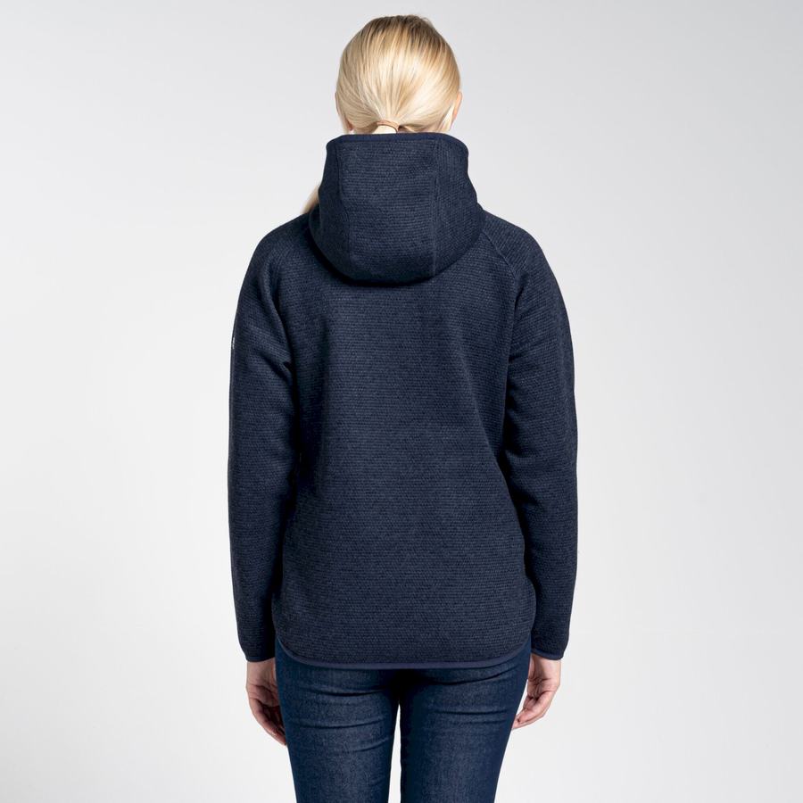 Blue Navy Craghoppers Elena Hooded Half Zip Women's Sweaters | GXE6639YE