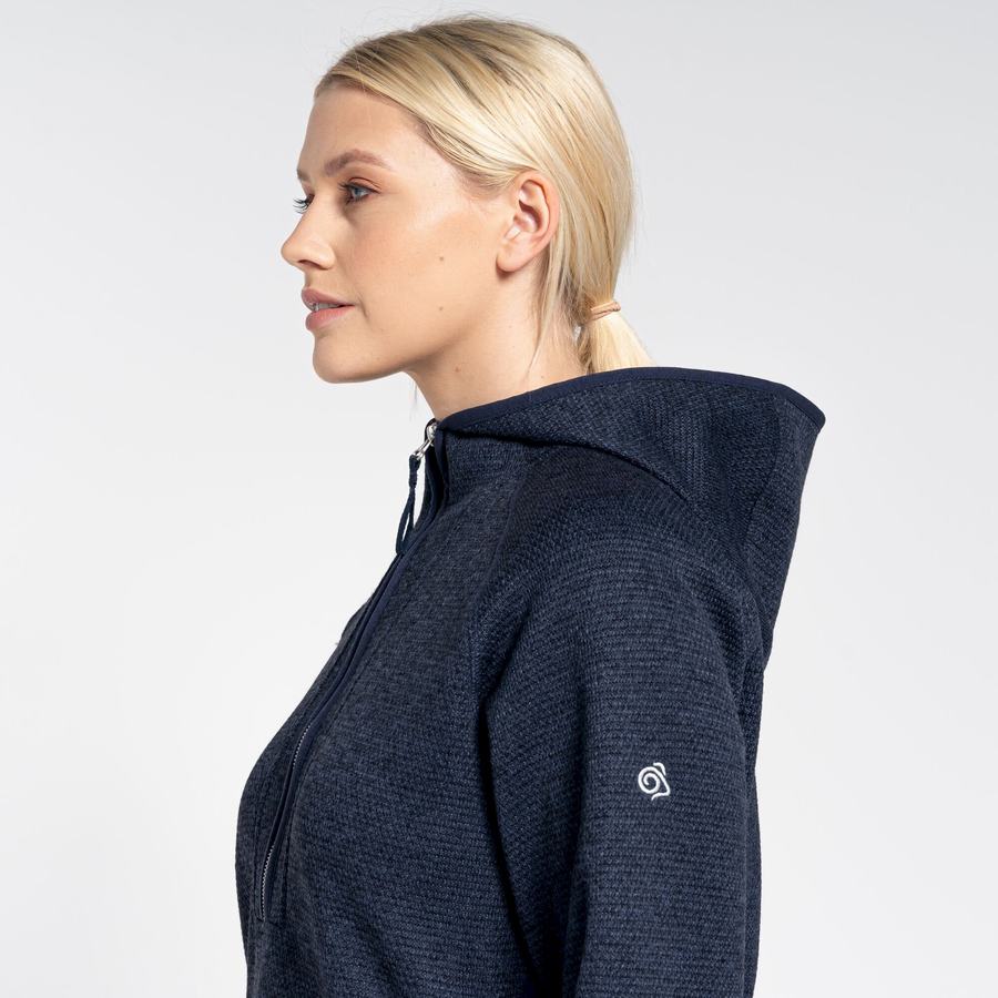 Blue Navy Craghoppers Elena Hooded Half Zip Women's Sweaters | GXE6639YE