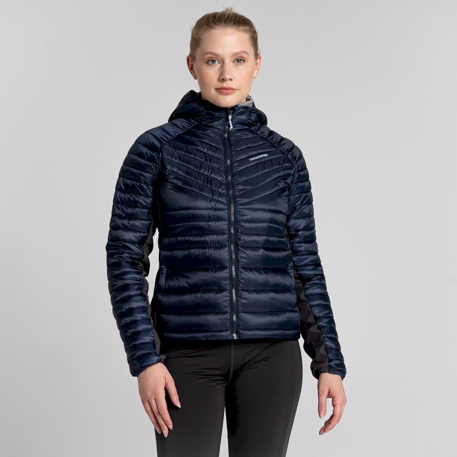 Blue Navy Craghoppers ExpoLite Insulated Hooded Women's Jackets | UXM2938LE