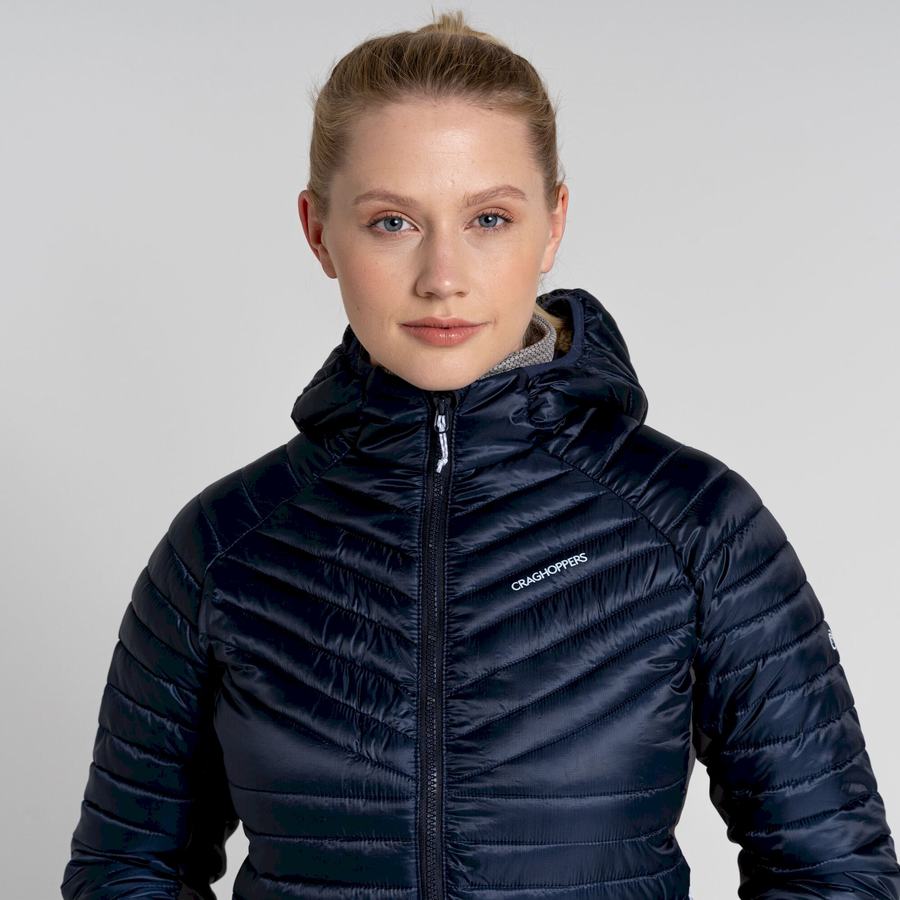 Blue Navy Craghoppers ExpoLite Insulated Hooded Women's Jackets | UXM2938LE