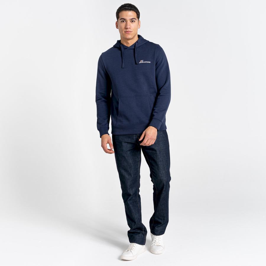 Blue Navy Craghoppers Lautner Hooded Men's Sweatshirts | UFH8527HN