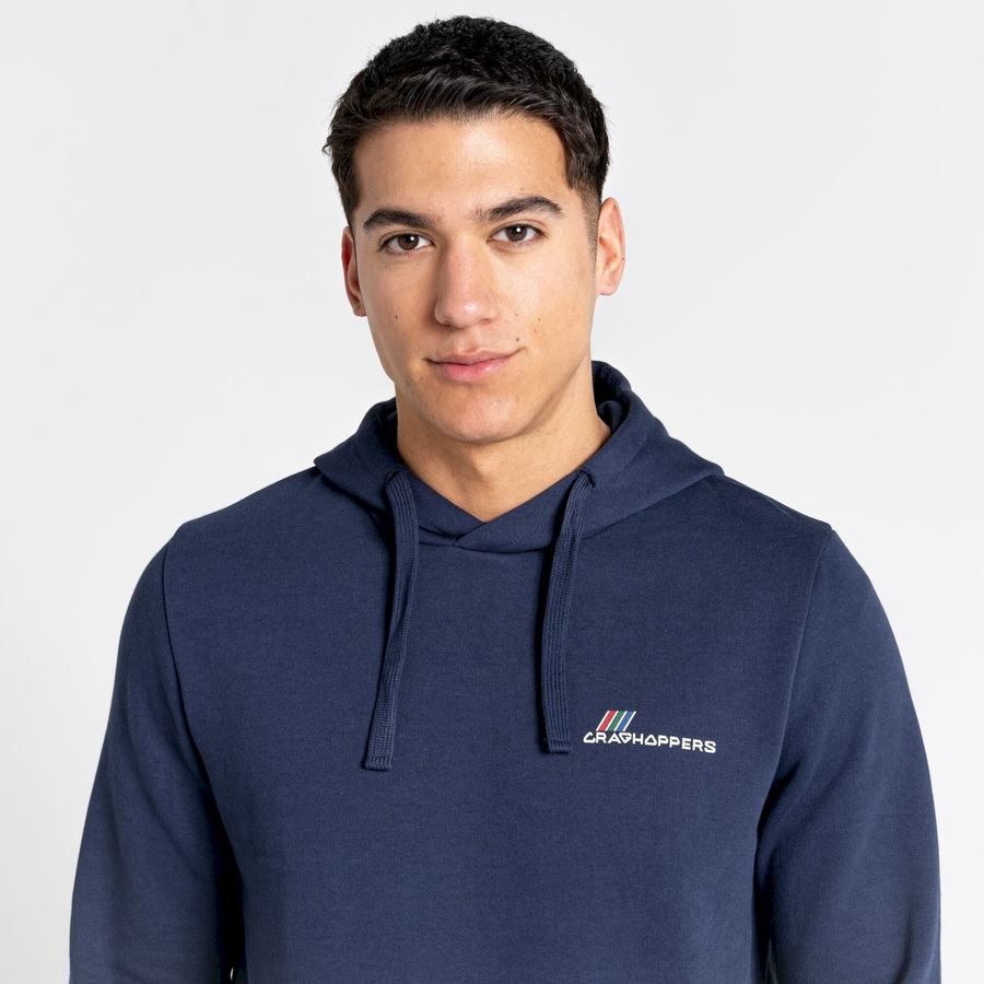 Blue Navy Craghoppers Lautner Hooded Men's Sweatshirts | UFH8527HN