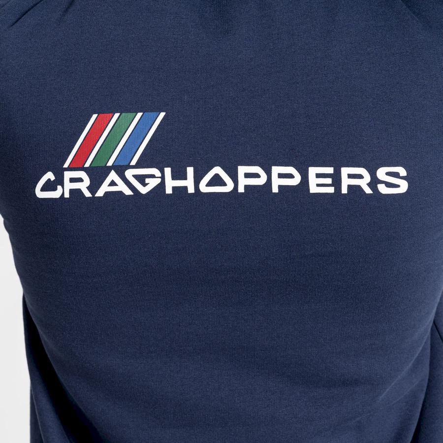 Blue Navy Craghoppers Lautner Hooded Men's Sweatshirts | UFH8527HN