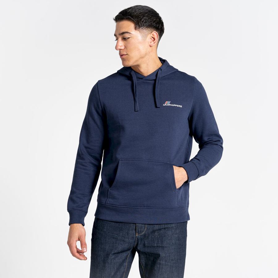 Blue Navy Craghoppers Lautner Hooded Men's Sweatshirts | UFH8527HN