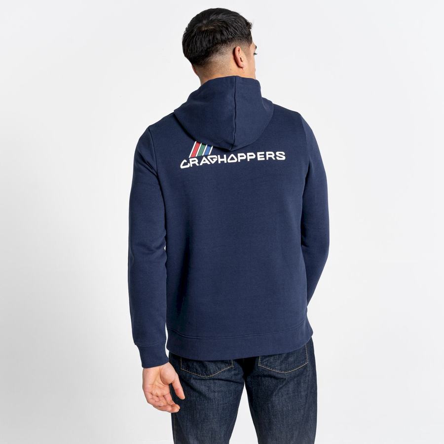 Blue Navy Craghoppers Lautner Hooded Men's Sweatshirts | UFH8527HN