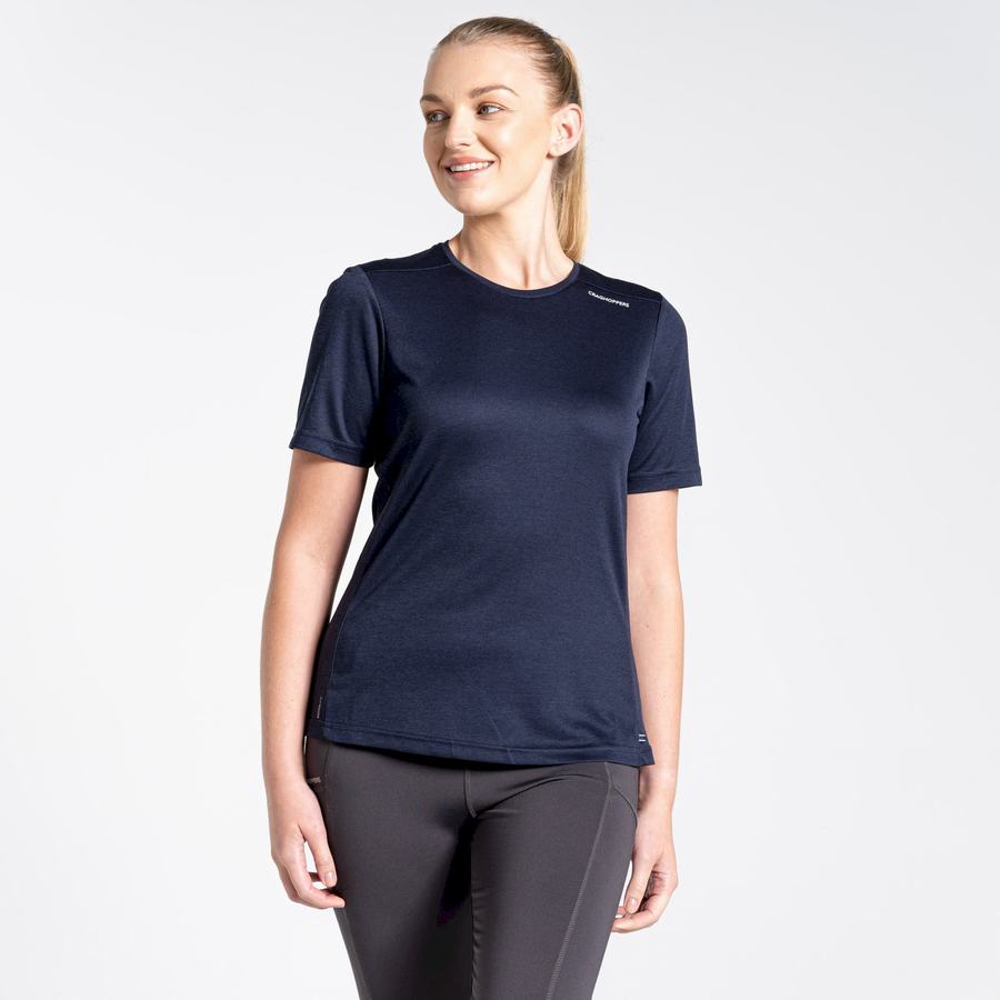 Blue Navy Craghoppers NosiLife Candella Short Sleeved Women's T-Shirts | YYW4131EC