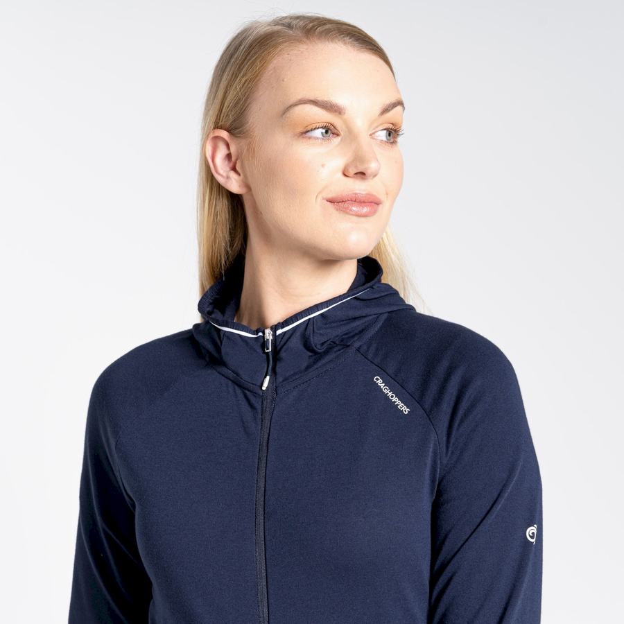 Blue Navy Craghoppers NosiLife Milanta Hooded Women's T-Shirts | NZN7988XV