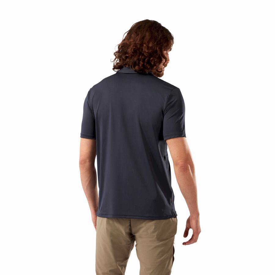 Blue Navy Craghoppers NosiLife Pro Short Sleeved Polo Men's T-Shirts | YOO378BH