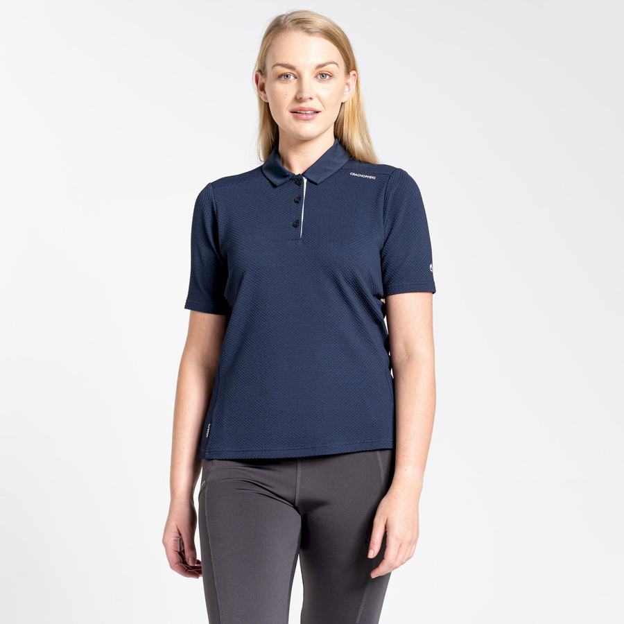 Blue Navy Craghoppers NosiLife Short Sleeved Polo Women's T-Shirts | XWS886SU