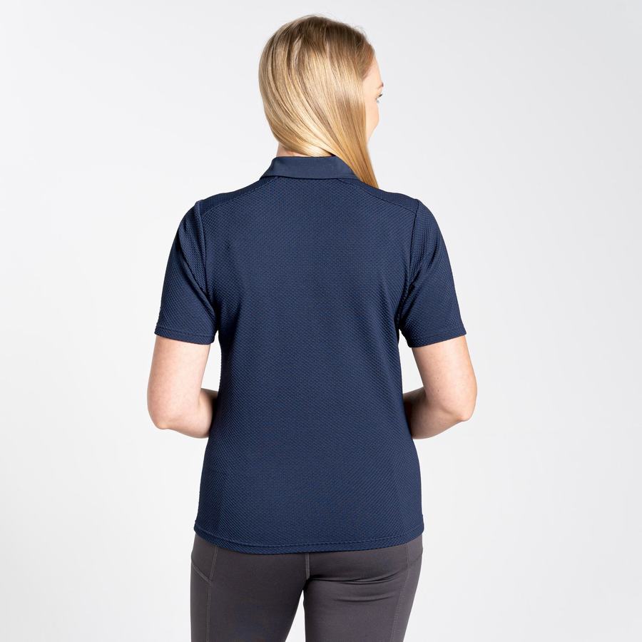 Blue Navy Craghoppers NosiLife Short Sleeved Polo Women's T-Shirts | XWS886SU