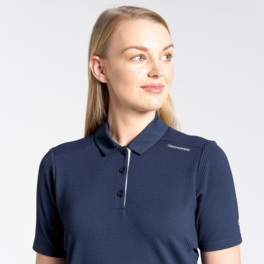 Blue Navy Craghoppers NosiLife Short Sleeved Polo Women's T-Shirts | XWS886SU