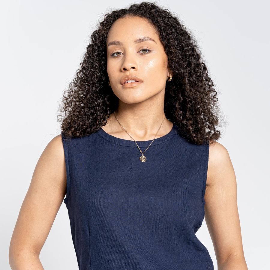 Blue Navy Craghoppers Nosibotanical Bonita Vest Women's T-Shirts | CXZ1313LO