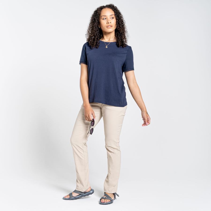 Blue Navy Craghoppers Nosibotanical Lavern Short Sleeved Women's T-Shirts | HDM8992JE