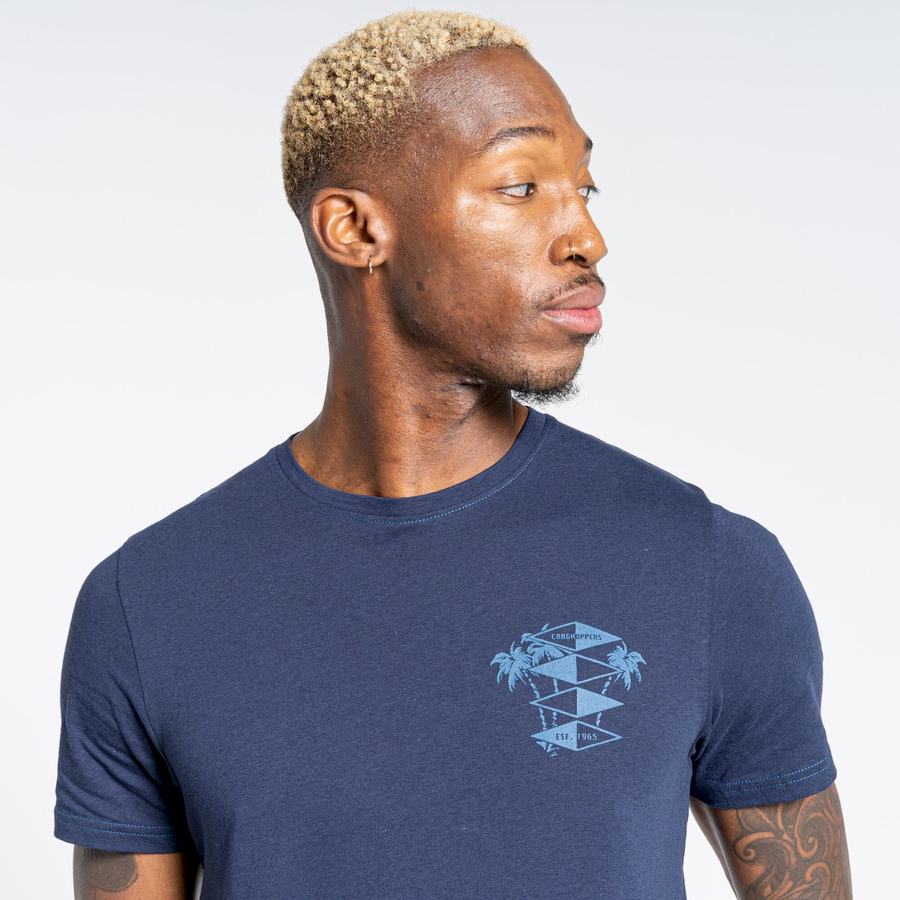 Blue Navy Craghoppers Nosibotanical Sten Short Sleeved Men's T-Shirts | NEJ886UW