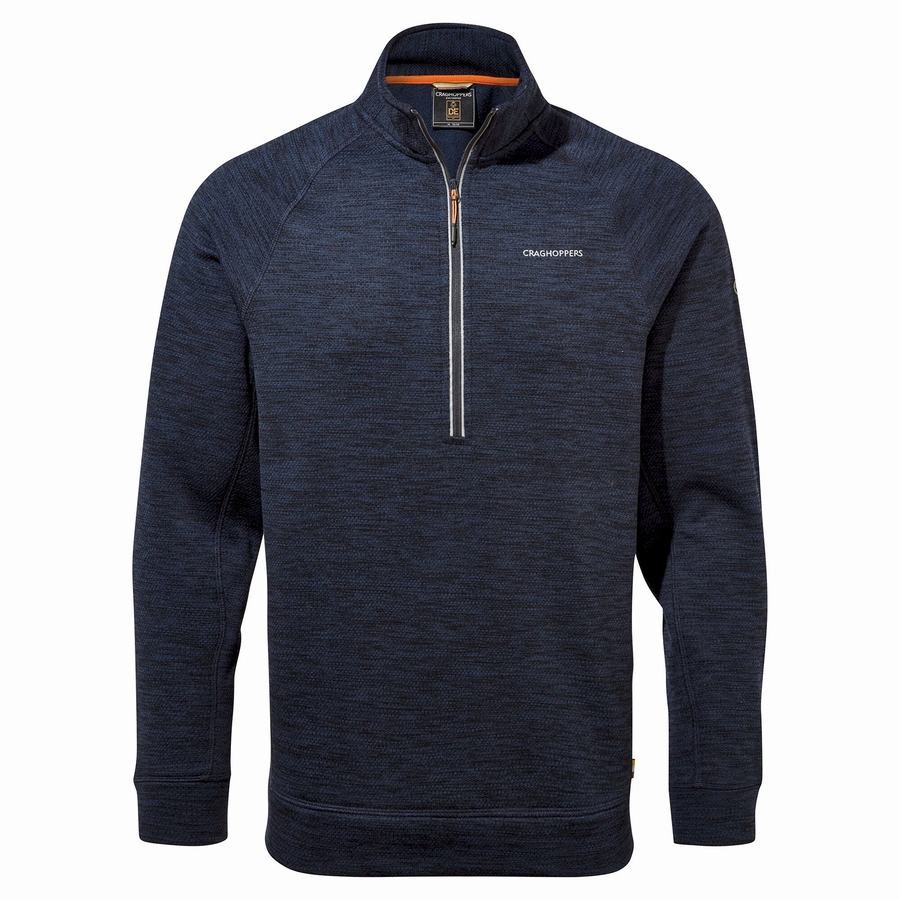 Blue Navy Craghoppers Stromer Half Men's Sweaters | YNJ2720FQ