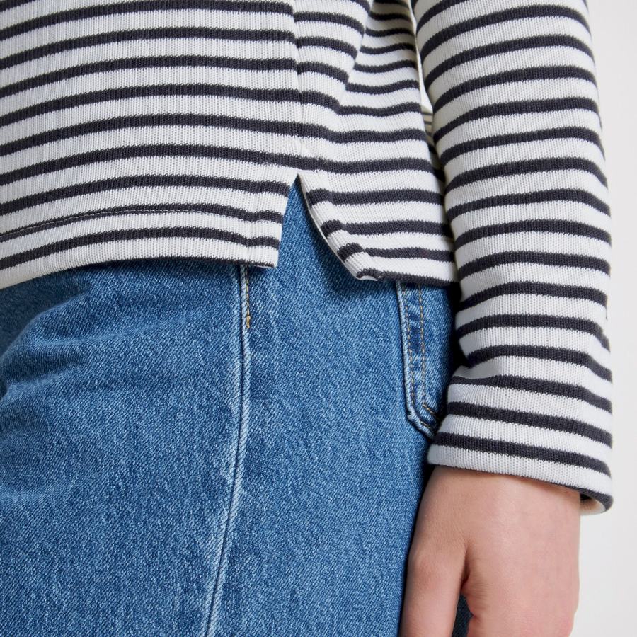 Blue Navy Stripes Craghoppers Neela Crew Neck Women's Sweatshirts | YWD9238SR