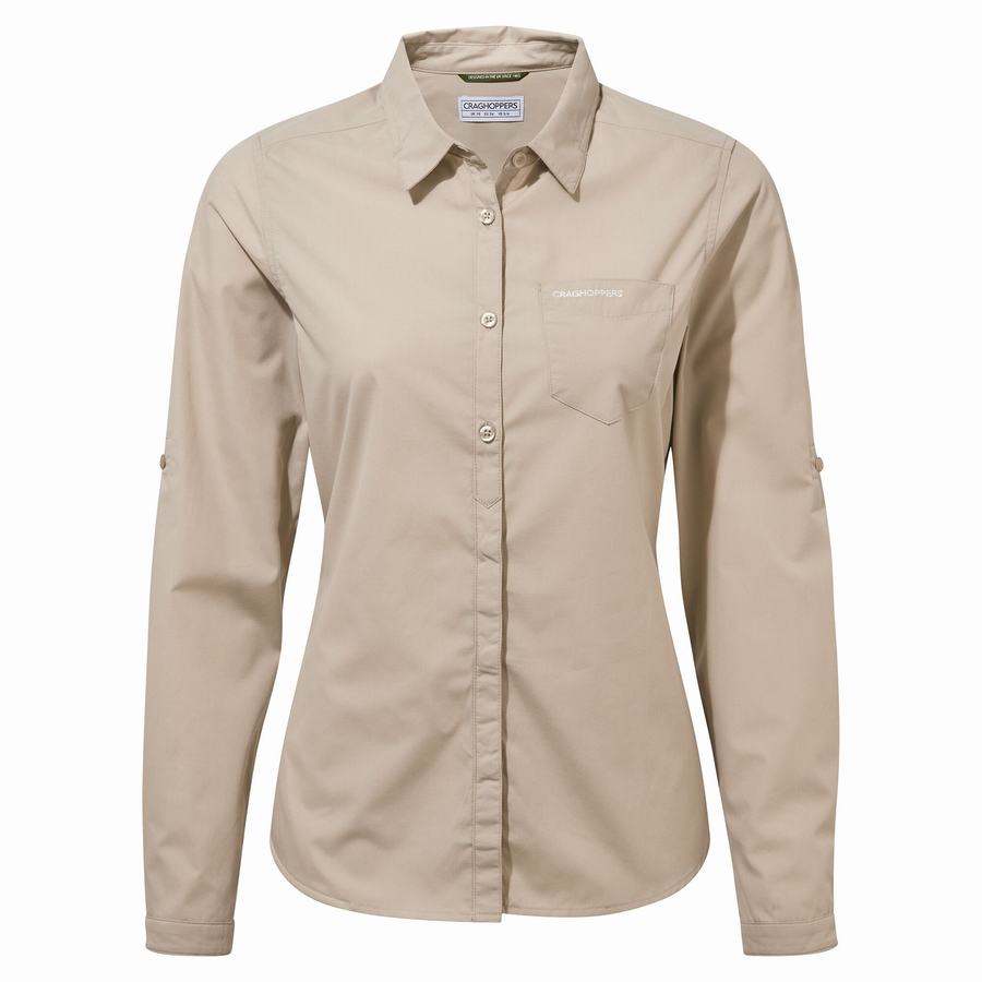 Brown Craghoppers Kiwi II Long Sleeved Women's Shirts | UMS992WR