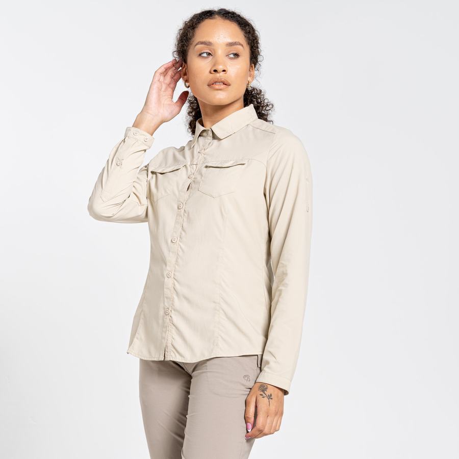 Brown Craghoppers NosiLife Adventure II Long Sleeved Women's Shirts | RKN348FH