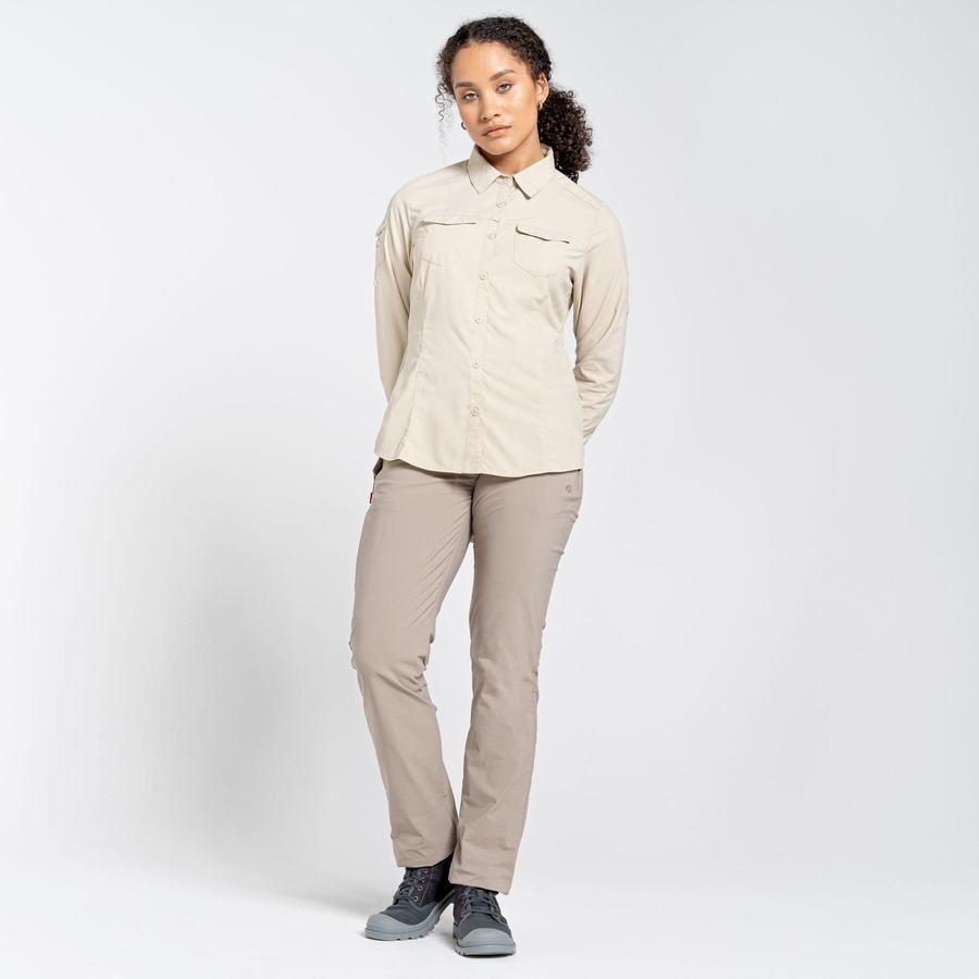 Brown Craghoppers NosiLife Adventure II Long Sleeved Women's Shirts | RKN348FH