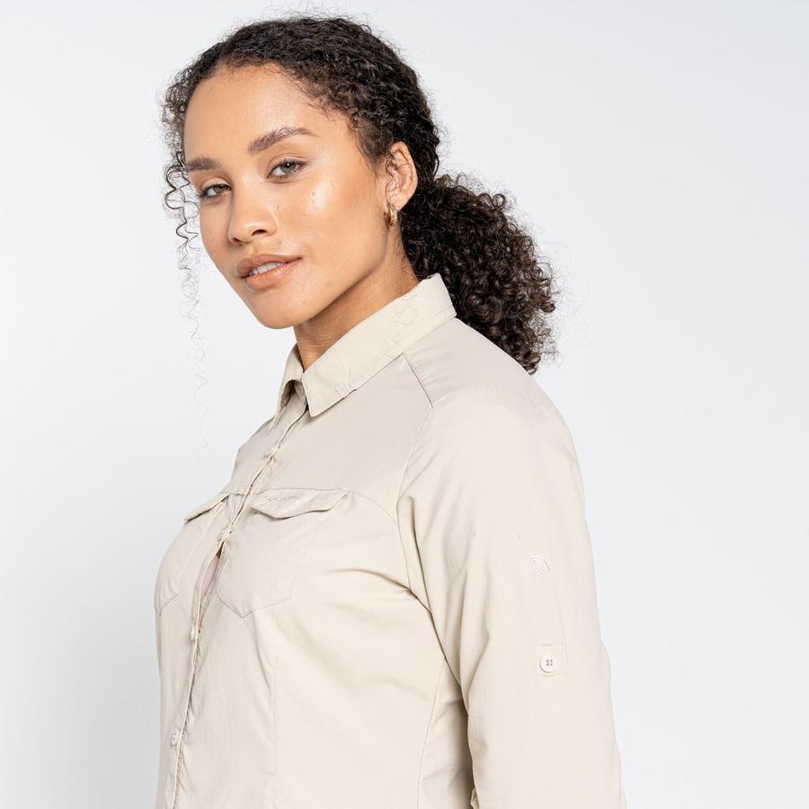 Brown Craghoppers NosiLife Adventure II Long Sleeved Women's Shirts | RKN348FH