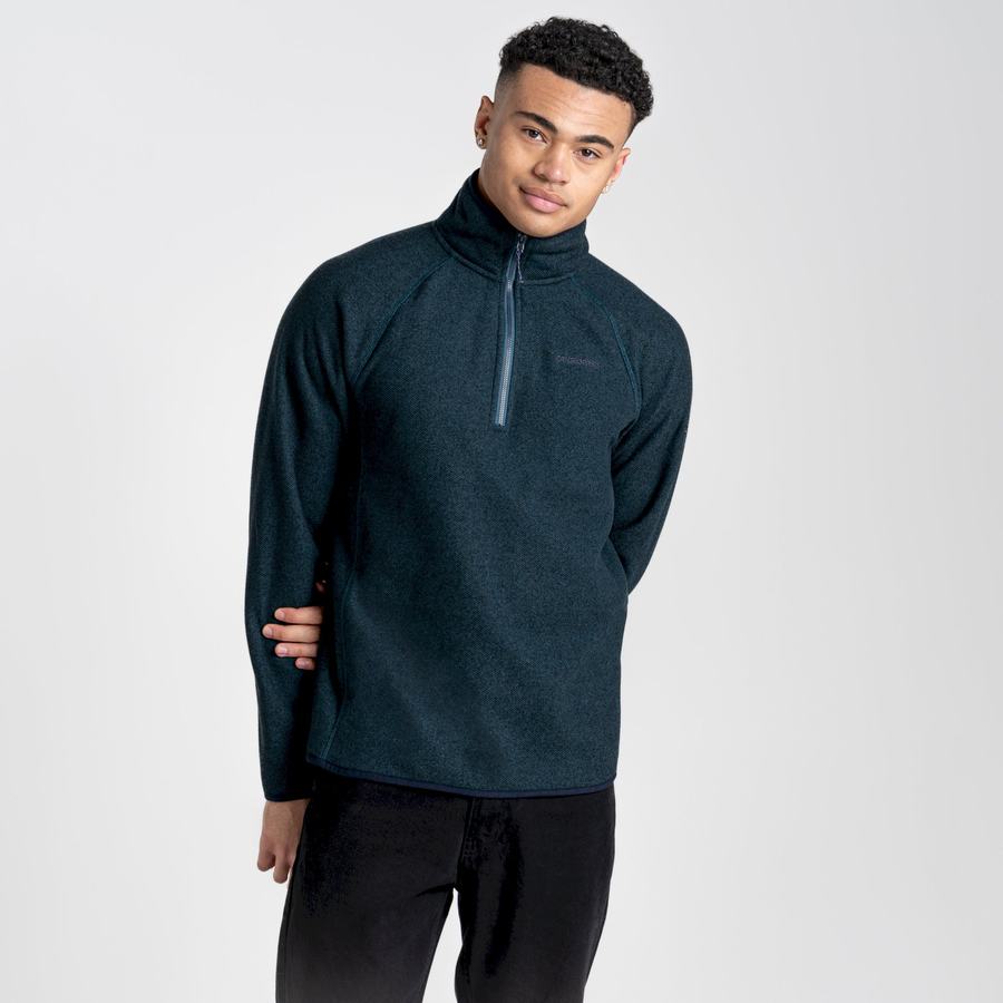 Dark Blue Craghoppers Durrus Half Zip Men's Sweaters | VQZ3516YT