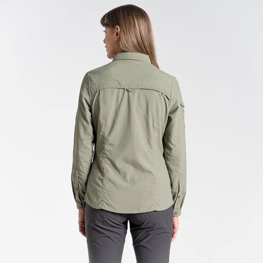 Dark Green Craghoppers NosiLife Adventure II Long Sleeved Women's Shirts | SHF3029OG