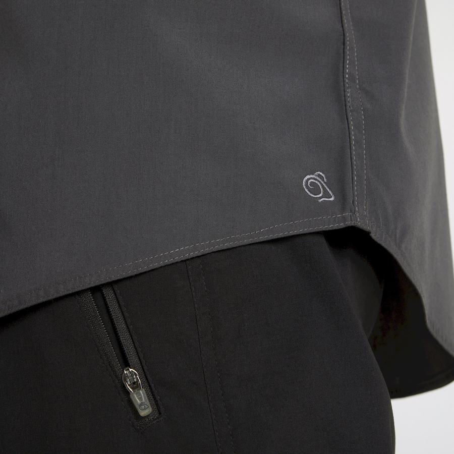 Dark Grey Craghoppers Expert Kiwi Long Sleeved Men's Shirts | WQA881XK