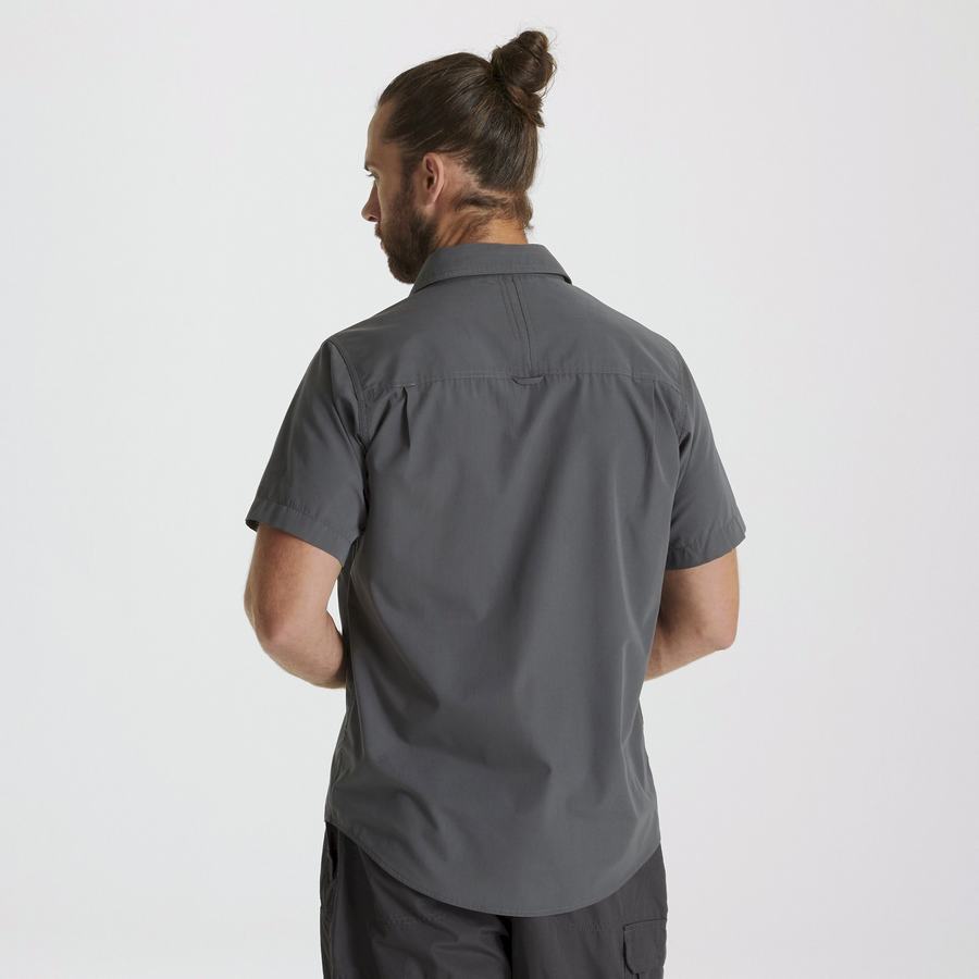 Dark Grey Craghoppers Kiwi Short Sleeved Men's Shirts | RMU9084ZN