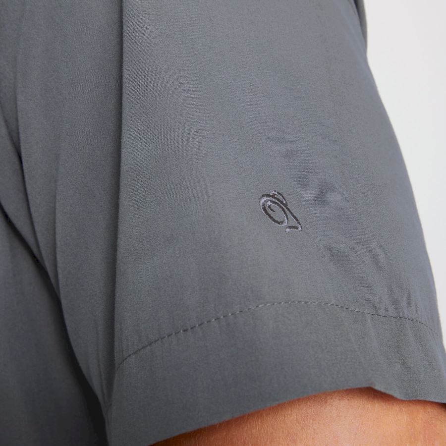 Dark Grey Craghoppers Kiwi Short Sleeved Men's Shirts | RMU9084ZN