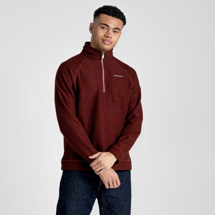 Dark Red Craghoppers Elton Half Zip Men's Sweaters | LZX4545AQ