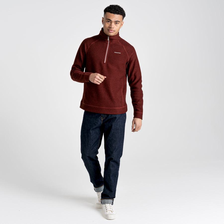 Dark Red Craghoppers Elton Half Zip Men's Sweaters | LZX4545AQ