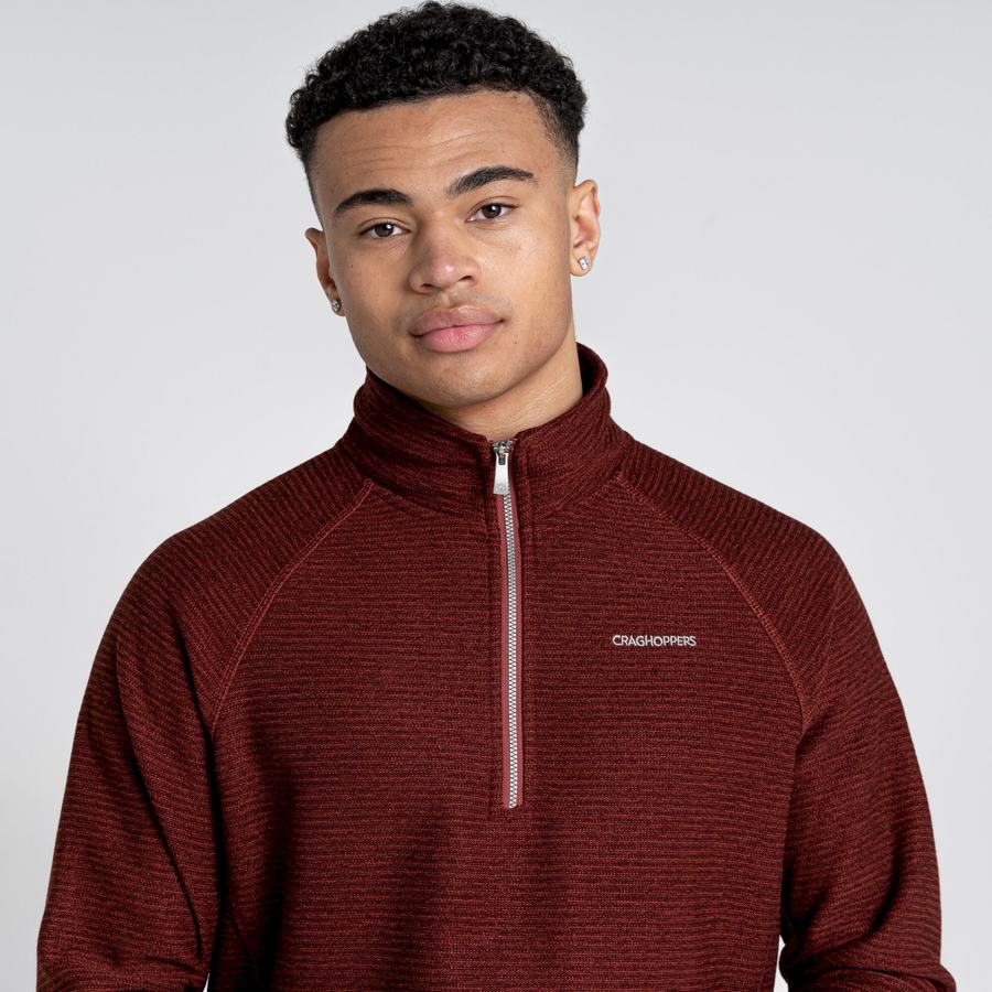 Dark Red Craghoppers Elton Half Zip Men's Sweaters | LZX4545AQ