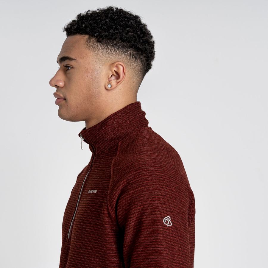 Dark Red Craghoppers Elton Half Zip Men's Sweaters | LZX4545AQ