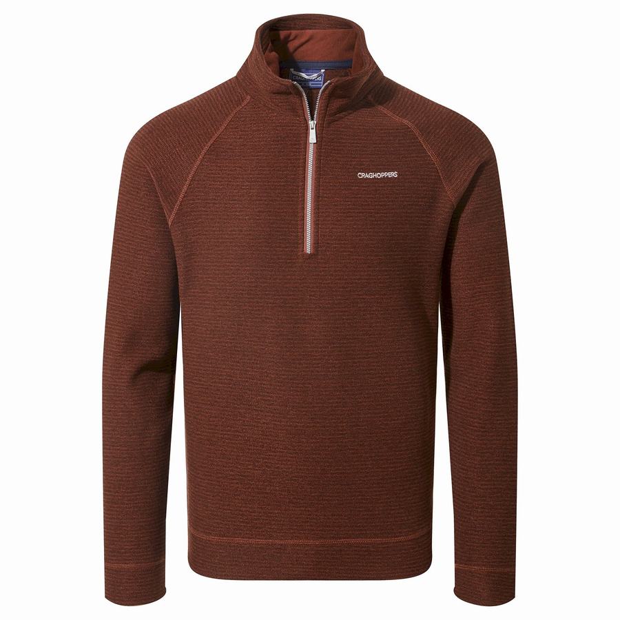 Dark Red Craghoppers Elton Half Zip Men\'s Sweaters | LZX4545AQ