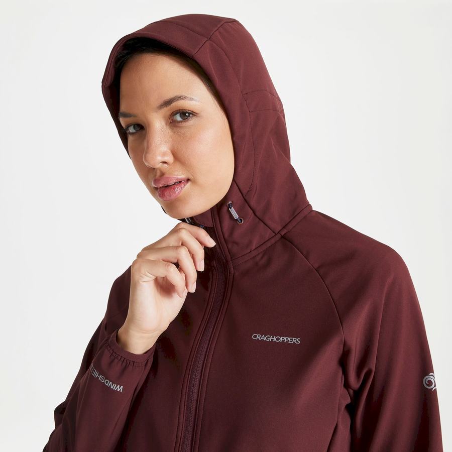 Dark Red Craghoppers Kalti Weatherproof Hooded Women's Jackets | YVK856FB