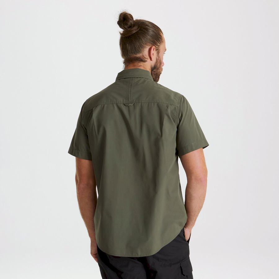 Deep Green Craghoppers Kiwi Short Sleeved Men's Shirts | AIU7162UN